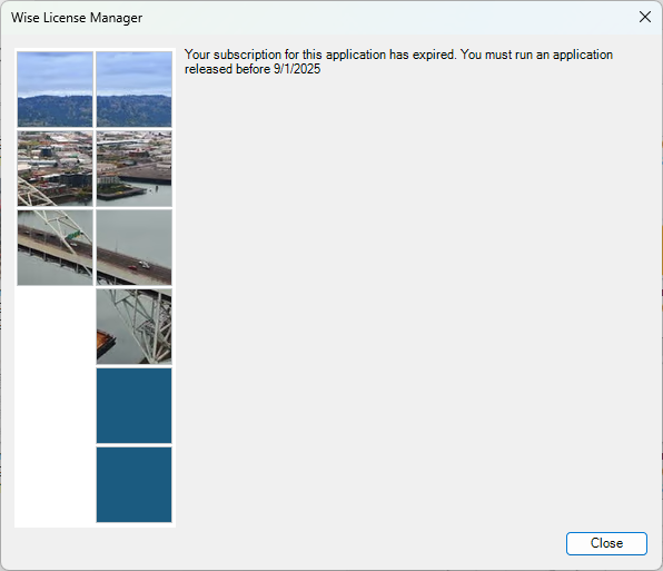 Picture of a Service & Maintenance Package Expired Error Message